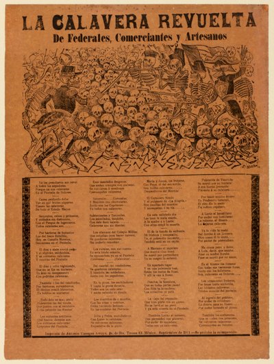 Der rebellische Calavera der Bundesarmee, Kaufleute und Handwerker autorstwa José Guadalupe Posada