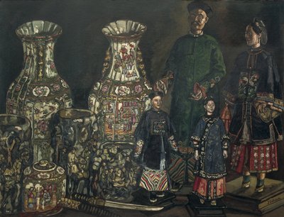 GUTIERREZ SOLANA, Jose (1886-1945). Chińczycy i wazy. 1927. Ekspresjonizm. Olej na płótnie. Kolekcja prywatna autorstwa Jose Gutierrez Solana