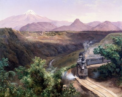 Widok stratowulkanu Pico de Orizaba w Meksyku (olej na płótnie, koniec XIX wieku) autorstwa José María Velasco