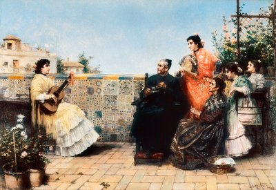 Wizyta proboszcza (malarstwo, pocz. XX w.) autorstwa Jose Rico y Cejudo