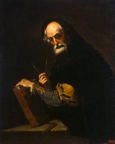 Philosoph mit einem Buch, einem Kompass und einem Goniometer, 1630 von Jusepe de Ribera