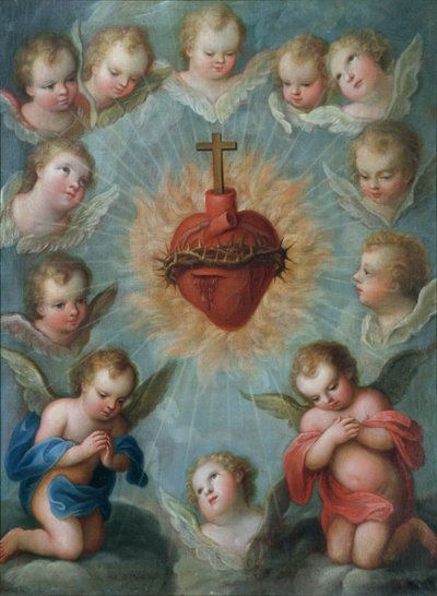 Najświętsze Serce Jezusa w otoczeniu aniołów, ok. 1775 r. autorstwa Jose de or Joseph Paez