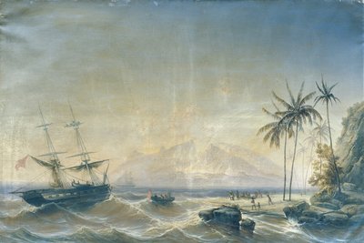 Okręt wojenny u wybrzeży Morza Południowego autorstwa Josef Carl Berthold Püttner