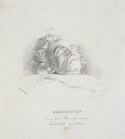 Ludwig van Beethoven (1770-1827) na łożu śmierci, 28 marca 1827 r. autorstwa Josef Danhauser