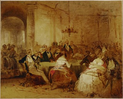 Scena towarzyska. Eleganckie wiedeńskie towarzystwo w czasach Schuberta ... autorstwa Josef Danhauser