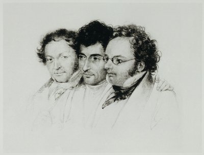 Johann Baptist Jenger, Anselm Huettenbrenner i Franz Schubert ... autorstwa Josef Eduard Teltscher