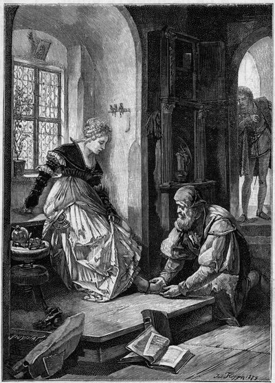 Ewa w warsztacie Hansa Sachsa (akt III opery „Die Meistersinger von Nurnberg””, po francusku „The Master Singers of Norymberga” Richarda Wagnera, napisany w 1868) na podstawie obrazu Josepha Fluggena. Grawerowanie w „Świat sławny” autorstwa Josef Fluggen