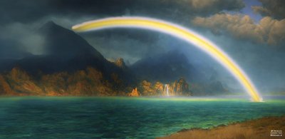 JJM odtwarza Bierstadt-A: Rainbow over Jenny Lake autorstwa Josef Johann Michel