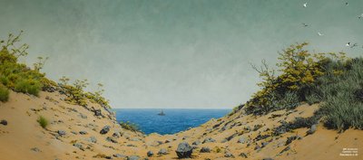 JJM odtwarza Friedrich-C-D: Widok przez zagłębienie brzegu (panorama) autorstwa Josef Johann Michel