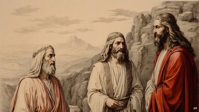 Jezus_Wyjaśnienie z Mojżeszem i Eliaszem_01 autorstwa Josef Johann Michel