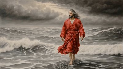 Jesus_walking_across_the_lake_02_E autorstwa Josef Johann Michel
