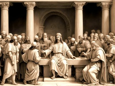 Jezus naucza w świątyni _01 autorstwa Josef Johann Michel