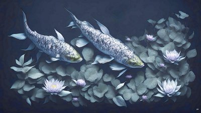 malowanie tuszem: Koi-Karpfish_amethyst_01 autorstwa Josef Johann Michel