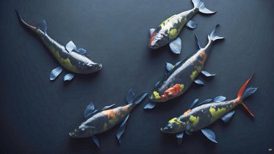 malowanie tuszem: Koi-Karpfish_rainbow_02 autorstwa Josef Johann Michel