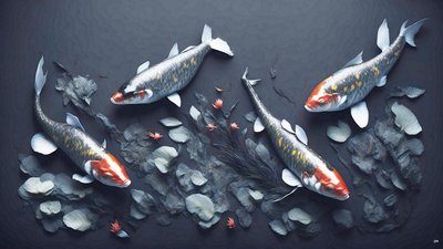 malowanie tuszem: Koi-Karpfish_red_01 autorstwa Josef Johann Michel