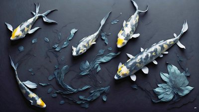 malowanie tuszem: Koi-Karpfish_yellow_01 autorstwa Josef Johann Michel