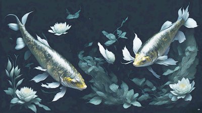 malowanie tuszem: Koi-Karpfish_yellow_02 autorstwa Josef Johann Michel
