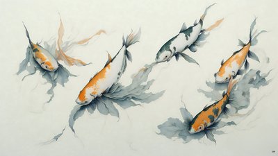malowanie tuszem: karp Koi fish_01 autorstwa Josef Johann Michel