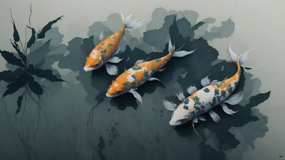malowanie tuszem: karp Koi fish_02 autorstwa Josef Johann Michel