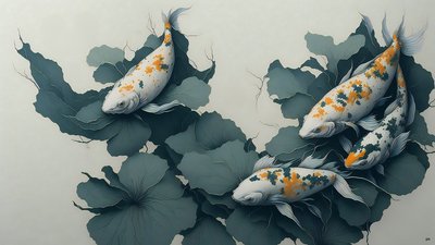 malowanie tuszem: karp Koi fish_04 autorstwa Josef Johann Michel
