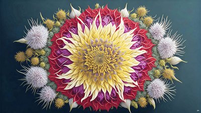 mandala: Oset z kwiatami elementy_01 autorstwa Josef Johann Michel