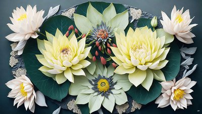mandala: lilie wodne elementy_02 autorstwa Josef Johann Michel