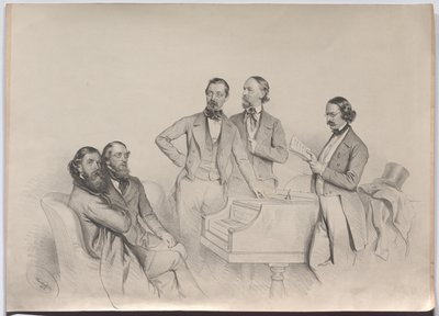 Kompozytorzy austriaccy; Heinrich Proch, Franz von Suppé, Karl Binder, Anton Emil Titl, Anton Maria Storch autorstwa Josef Kriehuber