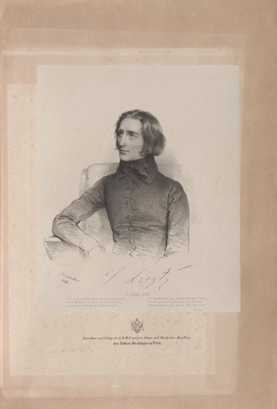 Portret Franciszka Liszta 1811-1886, 1838. autorstwa Josef Kriehuber