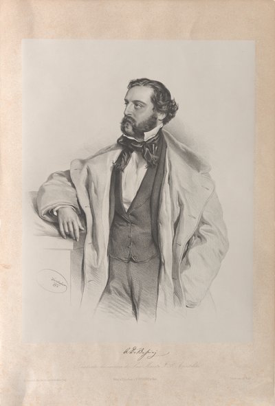 Portret śpiewaka operowego Achille De Bassini 1819-1881 , 1854. autorstwa Josef Kriehuber