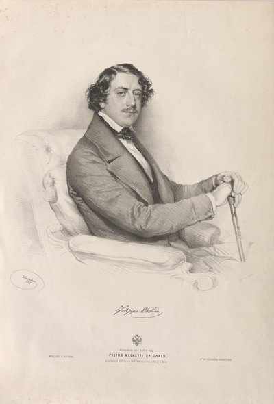 Portret śpiewaka operowego Filippo Colini 1811-1863 , 1847. autorstwa Josef Kriehuber