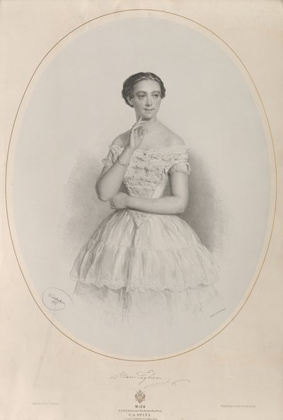 Portret baletnicy Marie Taglioni 1804-1884, 1853. autorstwa Josef Kriehuber
