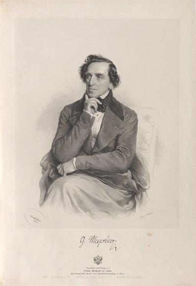Portret kompozytora Giacomo Meyerbeera 1791-1864, 1847. autorstwa Josef Kriehuber