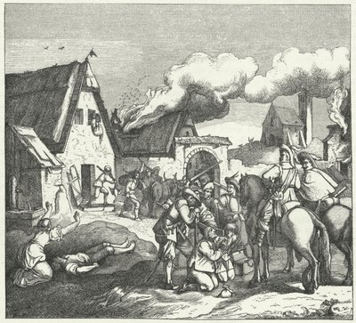 Wojska cesarskie plądrują i plądrują po bitwie pod Nordlingen, 1634 autorstwa Josef Mathias Trenkwald
