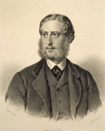 Portret Ferdynanda Bonawentury, księcia Kinskiego (1834-1904). Grawerowanie autorstwa Josefa Kriehubera autorstwa Josef Nikolaus Kriehuber