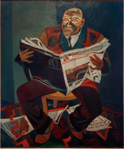 Mężczyzna czytający gazetę autorstwa Josef Scharl