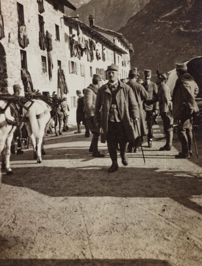 Album "Moja wojna światowa - wspomnienia Frontu Południowo-Zachodniego w Karyntii, Włochy, Trentino-Alto Adige) 31.03.1915-12.11.1918 - Josef Zohles Wiedeń": żołnierze w Chiusaforte (b/ autorstwa Josef Zohles