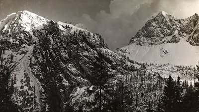 Album "Moja wojna światowa - wspomnienia Frontu Południowo-Zachodniego w Karyntii, Włochy, Trentino-Alto Adige) 31.03.1915-12.11.1918 - Josef Zohles Vienna": strefa wojny w Alpach (b/w p autorstwa Josef Zohles