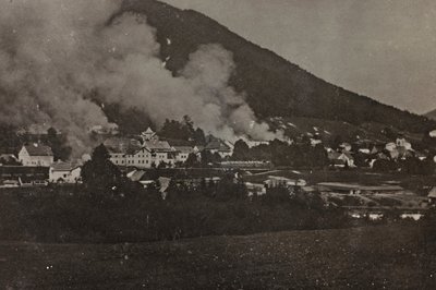 Album "Moja wojna światowa - wspomnienia Frontu Południowo-Zachodniego w Karyntii, Włochy, Trentino-Alto Adige) 31.03.1915-12.11.1918 - Josef Zohles Vienna": zamachy bombowe w Tarvisio (b/w p autorstwa Josef Zohles