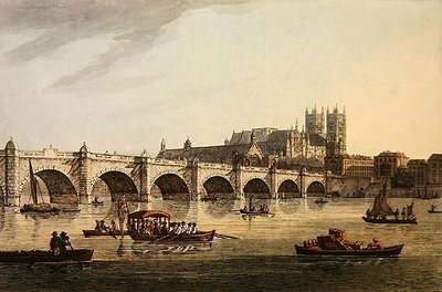 Widok na Westminster Bridge, Abbey and Hall, grawerowane przez J.C. Stadlera autorstwa Joseph (after) Farington
