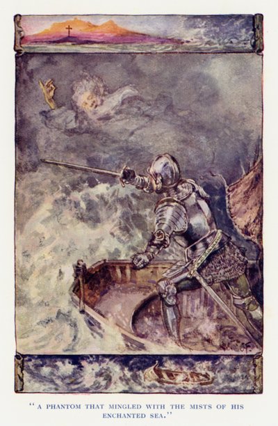 Ilustracja do Sir Knight of the Splendid Way (kolor lito) autorstwa Joseph (after) Finnemore