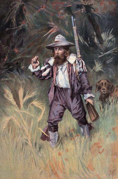 Robinson Crusoe: Uważam, że rośnie jęczmień (kolor lito) autorstwa Joseph (after) Finnemore