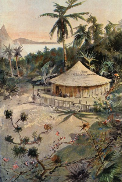Robinson Crusoe: Namiot Willa Atkinsa (kolor lito) autorstwa Joseph (after) Finnemore