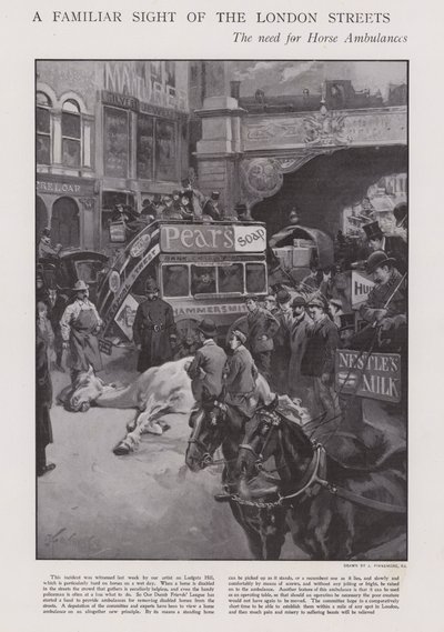 Zapotrzebowanie na karetki konne na ulicach Londynu (lito) autorstwa Joseph (after) Finnemore