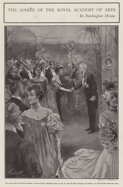 Wieczór Królewskiej Akademii Sztuk Pięknych w Burlington House w Londynie (lito) autorstwa Joseph (after) Finnemore