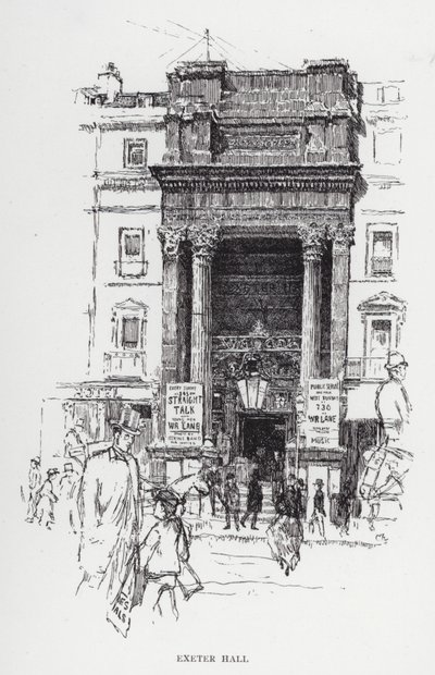 Exeter Hall (lito) autorstwa Joseph (after) Pennell