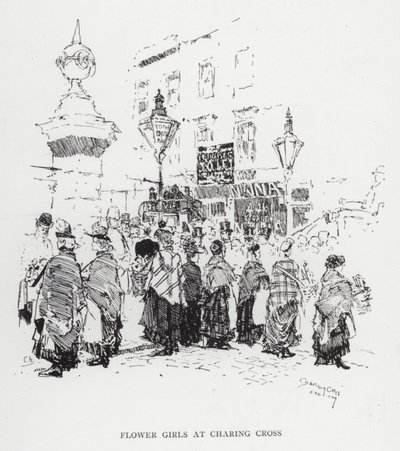 Kwiaciarki na Charing Cross (lito) autorstwa Joseph (after) Pennell