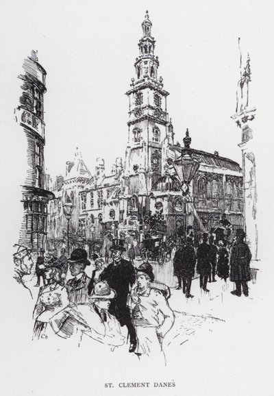 St Clement Danes (lito) autorstwa Joseph (after) Pennell