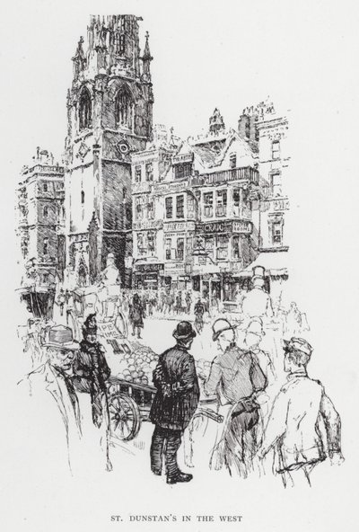 St Dunstan na Zachodzie (lito) autorstwa Joseph (after) Pennell
