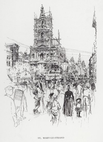 St Mary-le-Strand (lito) autorstwa Joseph (after) Pennell