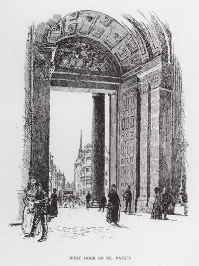 Zachodnie drzwi kościoła św. Pawła (litos) autorstwa Joseph (after) Pennell
